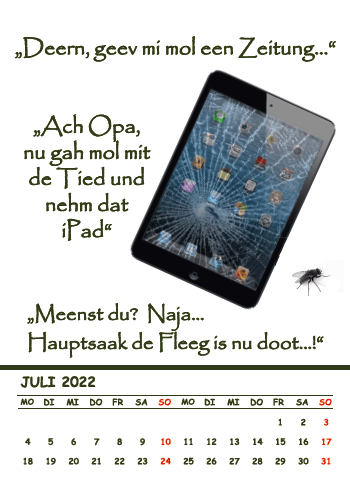 Kalender 2022 „De Kalenner ton Schmunzeln op platt“ Plattdeutsch