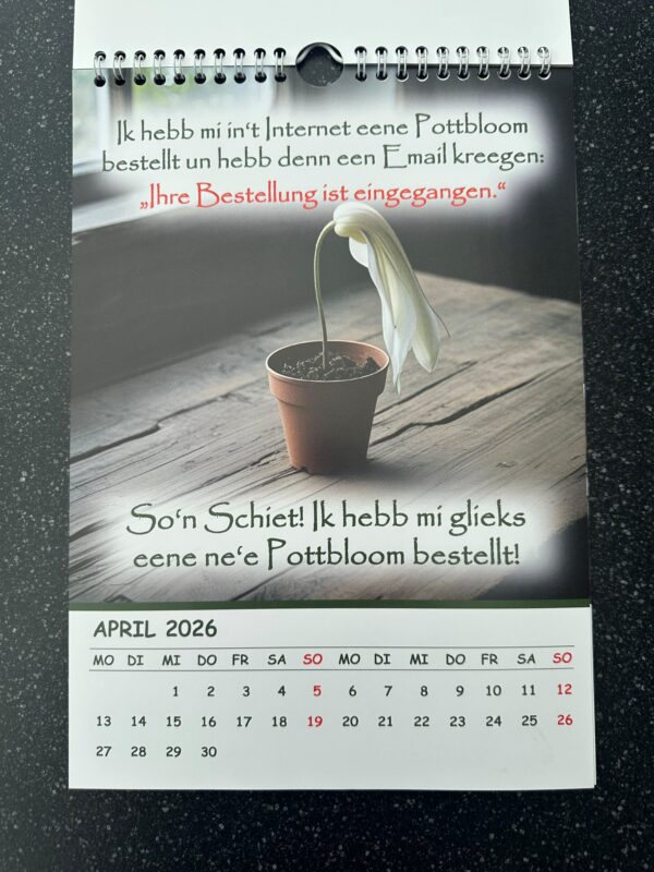 Neu! DER Kalender 2026 - "De Kalenner ton Schmunzeln op platt" – Bild 4
